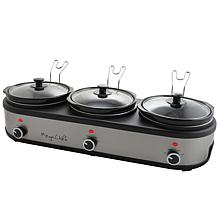 MegaChef Triple 2.5 Quart Slow Cooker and Buffet Server in Brushed ...