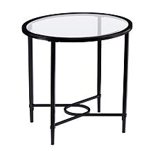 Melinda Metal/Glass Oval Side Table - Black