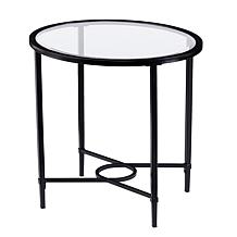 Melinda Metal/Glass Oval Side Table - Black