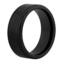 Men's Black Stainless Steel Grooved 8mm Band Ring