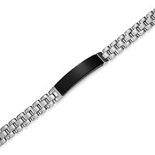 Men's Genuine Black Onyx Bracelet in Rhodium Plated Sterling Silver