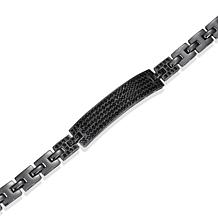 Men's Gunmetal Sterling Silver Genuine Black Spinel Bracelet