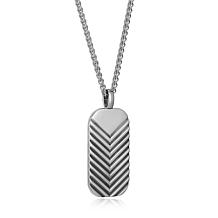 Men's Oxidized Rhodium Plated Sterling Silver Dog Tag Pendant Necklace