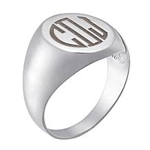 Men's Personalized Engraved Monogram Oval Ring