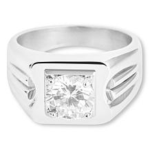 Men's Stainless Steel CZ Signet Ring 