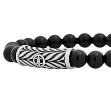 Men's Stainless Steel Gemstone Bead Stretch Bracelet 