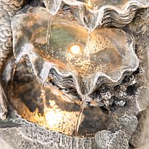 Mermaid Outdoor Fountain with LED Lights and Cascading Shell Tiers