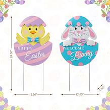 Metal Bunny and Chick Easter Egg Yard Stake
