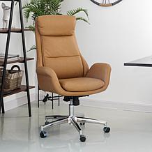 Mid-Century Modern Air Leatherette Adjustable Swivel High Back Chair