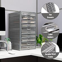 Mind Reader 10-Drawer Mesh Metal Storage Cabinet