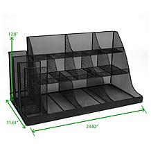 Mind Reader 14-Compartment 3-Tier Large Breakroom Organizer Black Mesh