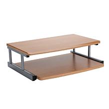 Mind Reader 2-Tier Bamboo Monitor Stand Riser w/ Sliding Drawer, Brown