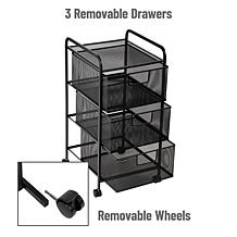 Mind Reader 3-Drawer Metal Mesh Rolling Storage Cart