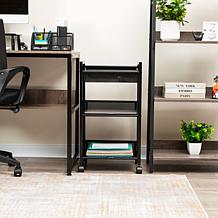 Mind Reader 3 Tier Cart with Covered Compartment Organizer Metal
