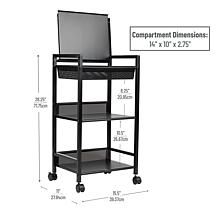 Mind Reader 3 Tier Cart with Covered Compartment Organizer Metal