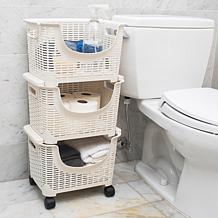 Mind Reader 3-Tier Stackable Rolling Storage Bins Set