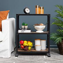 Mind Reader 3-Tier Wood & Metal All-Purpose Utility Cart - Black/Brown
