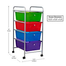 Mind Reader 4-Drawer All-Purpose Rolling Storage Cart - Multi Color