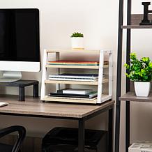 Mind Reader 4 Tier Desk Organizer Metal MDF White