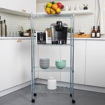 Mind Reader 4-Tier Heavy-Duty Adjustable Metal Storage Rack w/Wheels