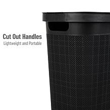 Mind Reader 40L Laundry Hamper with Lid Linen Design Black