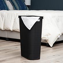 Mind Reader 40L Laundry Hamper with Lid Linen Design Black