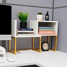 Mind Reader 5 Compartment Desktop Bookshelf Organizer White