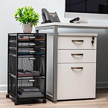 Mind Reader 5-Tiered Drawer Cabinet Rolling Mesh Office Cart