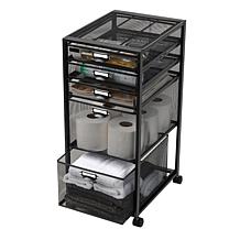 Mind Reader 5-Tiered Drawer Cabinet Rolling Mesh Office Cart