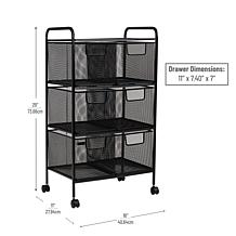 Mind Reader 6-Drawer Rolling Mesh Office Cart