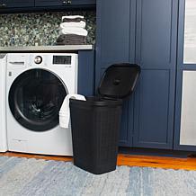 Mind Reader 60L Laundry Hamper Linen Design Black