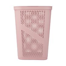 Mind Reader 60L Perforated Pink Plastic Hamper with Lid 