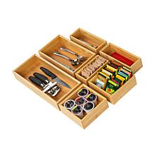 Mind Reader 7 Piece Bamboo Drawer Organizer Set