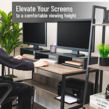 Mind Reader Adjustable 2-Tier Dual Monitor Riser, Black