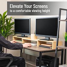 Mind Reader Adjustable 2-Tier Dual Monitor Riser Brown