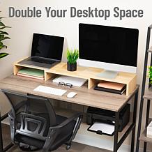 Mind Reader Adjustable 2-Tier Dual Monitor Riser Brown