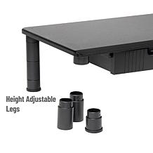 Mind Reader Adjustable Dual Monitor Stand w/ 2 Storage Drawers, Black