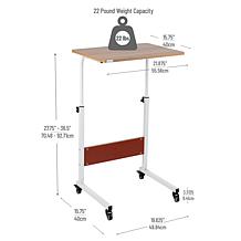 Mind Reader Adjustable Height Rolling Laptop Table - White