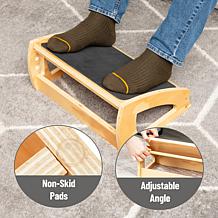 Mind Reader Adjustable Wooden Foot Rest with Anti-Slip Surface