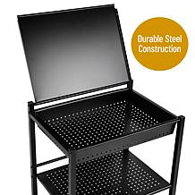 Mind Reader Cart with Covered Compartment Office Organizer Metal