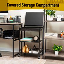 Mind Reader Cart with Covered Compartment Office Organizer Metal