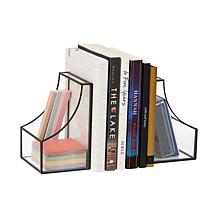 Mind Reader Decorative Bookends Books Magazines Metal Set of 2 Black