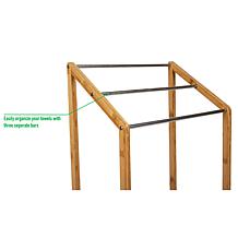 Mind Reader Freestanding 3-Tier Bamboo Towel Rack with Shelf, Brown