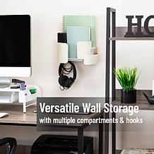 Mind Reader Hanging Organizer Adhesive Wall Mounted Shelf with Hooks