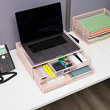 Mind Reader Mesh Monitor Stand with Storage Drawer Metal
