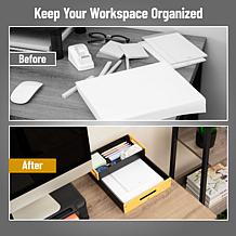 Mind Reader Metal and Wood Tiered Desktop Trays
