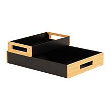 Mind Reader Metal and Wood Tiered Desktop Trays
