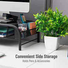 Mind Reader Metal Mesh Monitor Stand and Desk Organizer with Drawer
