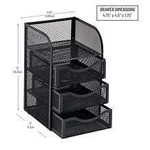 Mind Reader Mini Desk Office Supplies 3-Drawer Organizer, Black