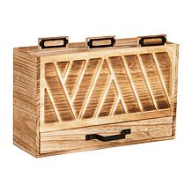 Mind Reader Natural Wood 3-Tier Mail Organizer with Drawer